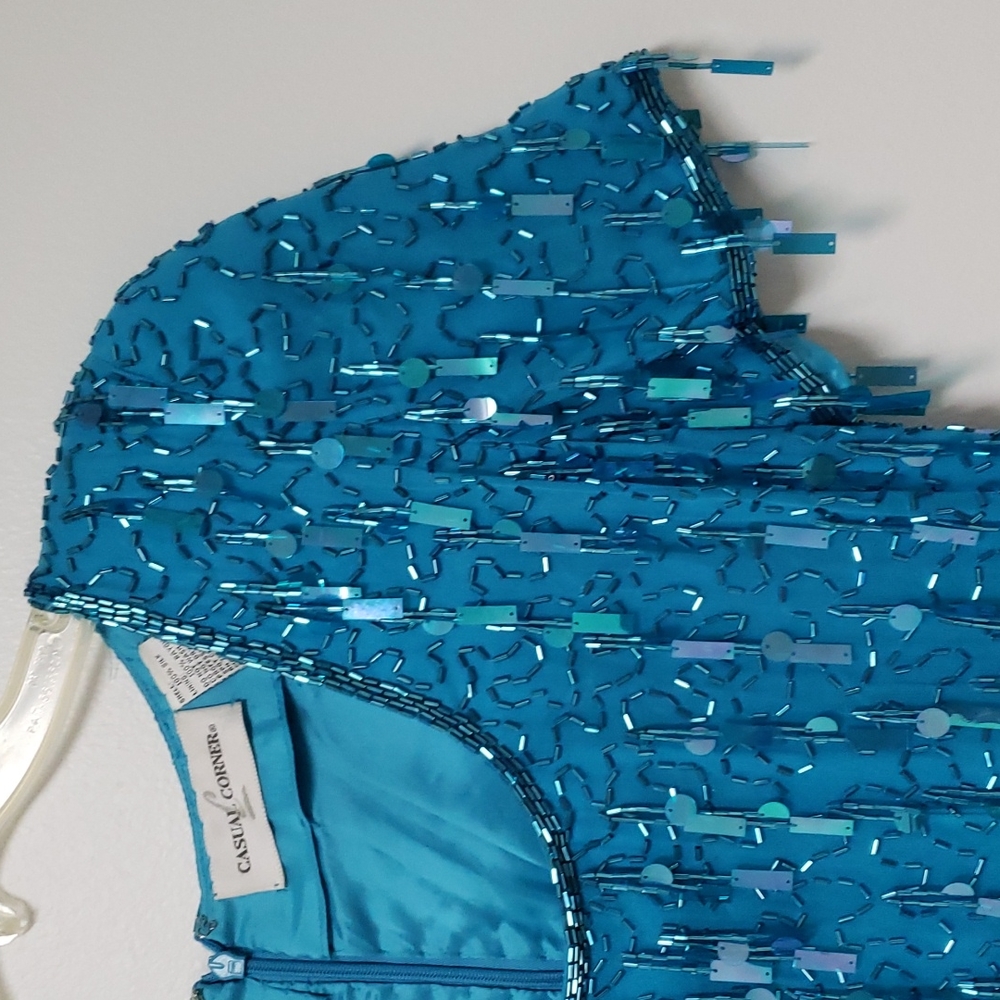 Vintage silk and beaded/sequined mini‎ dress - Picture 5 of 14